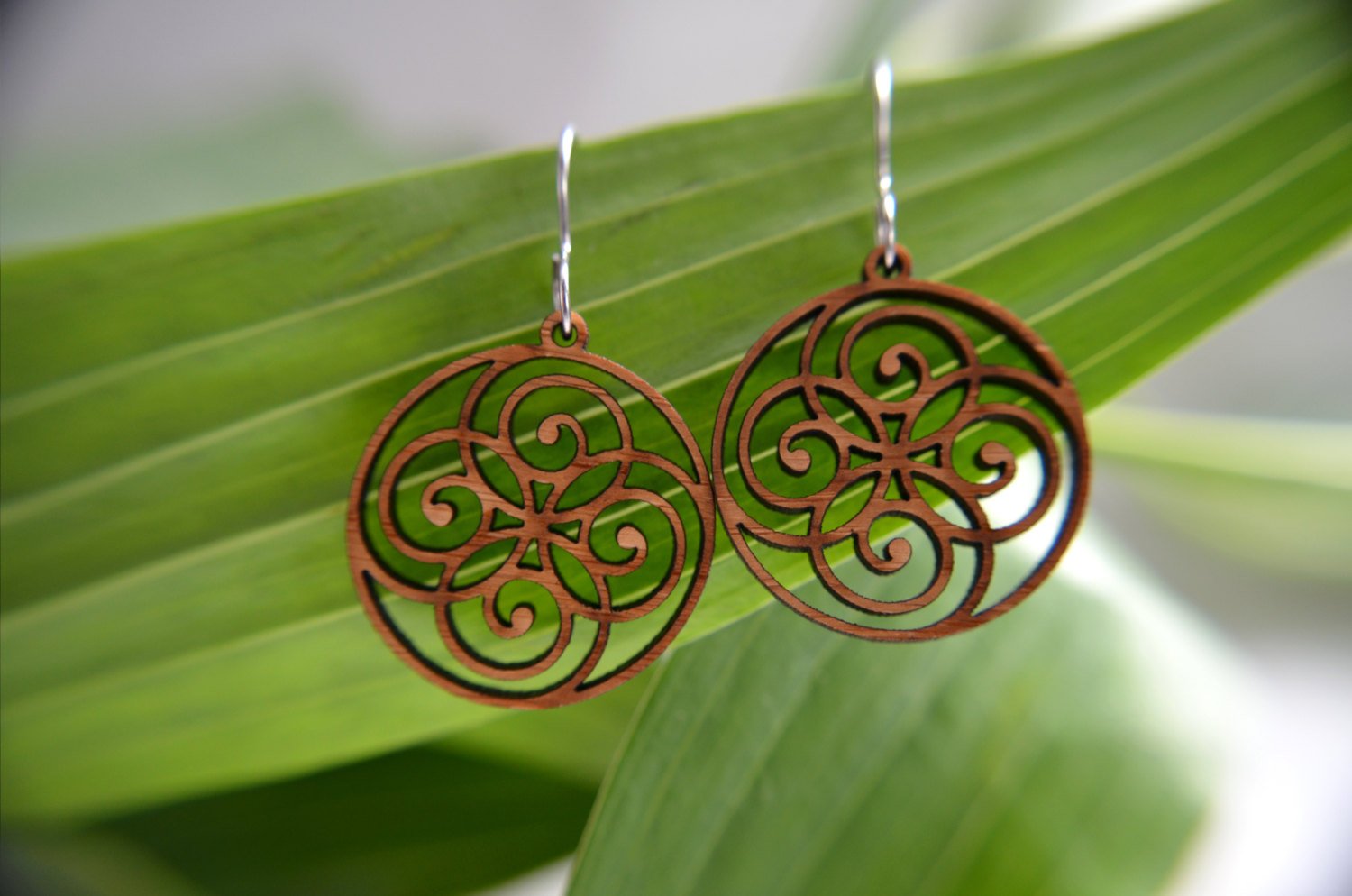 Spiral Circle Earrings in cherry